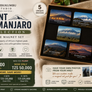 Mount Kilimanjaro Collection 5-piece fridge magnet set by Kumbukumbu Studio